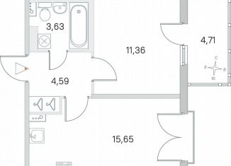 Продается 1-комнатная квартира, 36.6 м2, посёлок Стрельна, ЖК Любоград