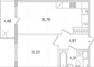 Продам 1-ком. квартиру, 41.3 м2, городской посёлок Янино-1