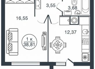 Продаю 1-ком. квартиру, 38.8 м2, Тверская область