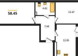 2-ком. квартира на продажу, 58.5 м2, Калининград, Московский район, Батальная улица, 65А