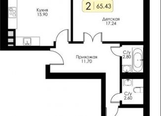 2-ком. квартира на продажу, 65.4 м2, Смоленск, ЖК Загорье