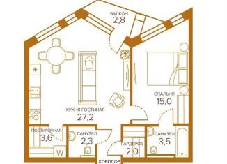 Продаю 1-ком. квартиру, 57.6 м2, Москва, ЮВАО, жилой комплекс Шампайн, к3