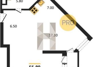 Продается 2-комнатная квартира, 55.8 м2, Новосибирск, метро Маршала Покрышкина, улица Фрунзе, 1