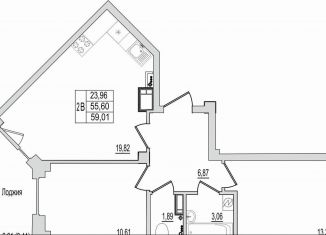 Продам двухкомнатную квартиру, 59 м2, Псков, Линейная улица, 85, ЖК Смарт-квартал