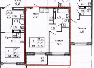 Продам однокомнатную квартиру, 43.2 м2, Мурино, проспект Авиаторов Балтики, 23к3