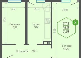 Продам 2-комнатную квартиру, 50 м2, Краснодар, Прикубанский округ, Черкасская улица, 58/2