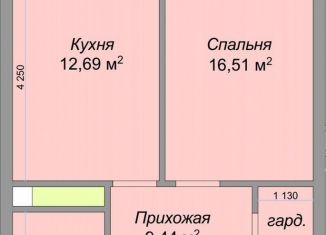 1-комнатная квартира на продажу, 47.6 м2, Нальчик, улица Героя России Т.М. Тамазова, 3