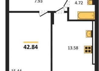 Однокомнатная квартира на продажу, 42.7 м2, поселок Малое Исаково