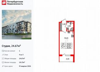 Продам квартиру студию, 24.7 м2, Санкт-Петербург