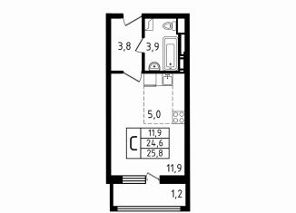 Продаю квартиру студию, 25.8 м2, деревня Пирогово, ЖК Пироговская Ривьера, улица Ильинского, 8к2