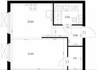 1-ком. квартира на продажу, 34.3 м2, Москва, Дорожная улица, 46к3, станция Красный Строитель