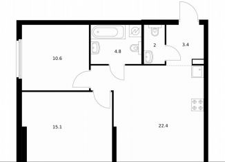 Продается 2-комнатная квартира, 58.3 м2, Москва, жилой комплекс Барклая 6, к7, ЖК Барклая 6