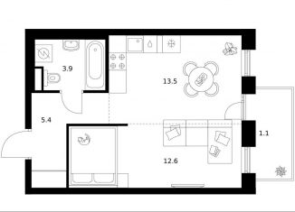 Продажа 1-ком. квартиры, 36.5 м2, Москва, метро Варшавская, жилой комплекс Москворечье, 1.3