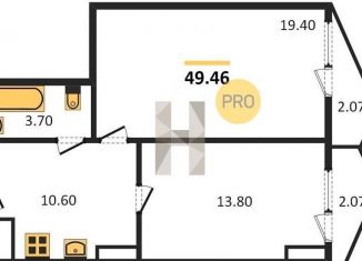 2-ком. квартира на продажу, 49.5 м2, Ростов-на-Дону, проспект Космонавтов, 1В