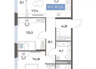 Продажа 2-комнатной квартиры, 67 м2, Екатеринбург, метро Чкаловская, улица Академика Парина, 11с1