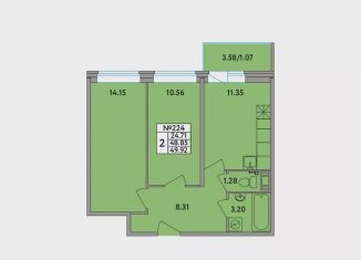 Продается 2-комнатная квартира, 49.5 м2, деревня Новое Девяткино, Главная улица, 2, ЖК Удача