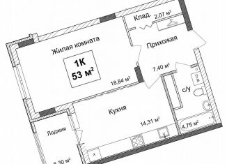 1-ком. квартира на продажу, 52.7 м2, Нижний Новгород, улица Ванеева, 40Б