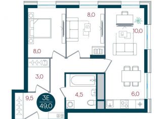 Продаю 3-ком. квартиру, 49 м2, Москва, метро Кантемировская