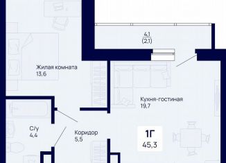 Продается 1-комнатная квартира, 47.3 м2, Екатеринбург, метро Машиностроителей