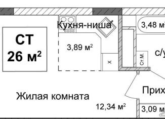 Продаю квартиру студию, 26.4 м2, Нижний Новгород, метро Горьковская, улица Ванеева, 40Б