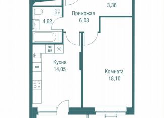 Продается однокомнатная квартира, 48 м2, Одинцово, ЖК Одинбург