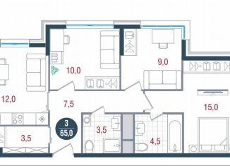 Продажа трехкомнатной квартиры, 65 м2, Москва, метро Южная, Кавказский бульвар, 51