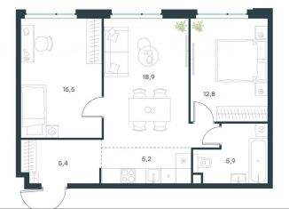 Продажа 3-ком. квартиры, 63.7 м2, Москва