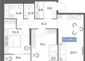 Продаю 2-ком. квартиру, 69.2 м2, Екатеринбург, метро Чкаловская