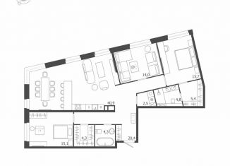 Продаю трехкомнатную квартиру, 127.4 м2, Санкт-Петербург, улица Профессора Попова, 47, метро Чкаловская