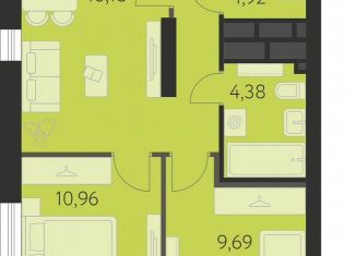 Двухкомнатная квартира на продажу, 52.9 м2, Екатеринбург, метро Чкаловская, улица Академика Ландау, 43