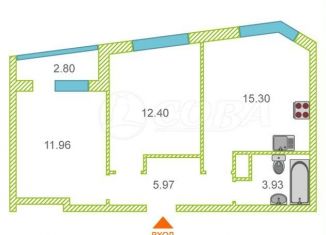 2-комнатная квартира на продажу, 50.9 м2, Тюмень, улица Новосёлов, 113, ЖК Москва