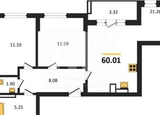 Продажа 2-ком. квартиры, 60 м2, Калининград, Московский район, Батальная улица, 65Б