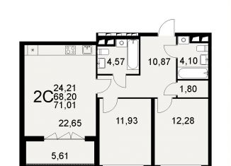 Продаю 2-ком. квартиру, 71 м2, Тула, Путейская улица, 11