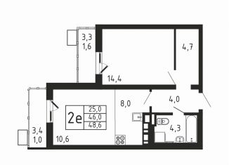 Продаю 2-ком. квартиру, 48.6 м2, деревня Пирогово