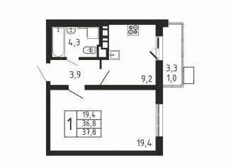 Продаю 1-комнатную квартиру, 37.8 м2, деревня Пирогово, ЖК Пироговская Ривьера