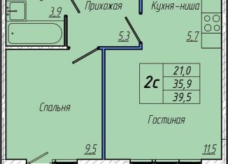 1-комнатная квартира на продажу, 39.6 м2, Кемерово, Притомский проспект, 30А, Центральный район