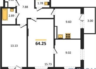 3-комнатная квартира на продажу, 64.2 м2, Воронеж