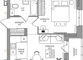 Продаю двухкомнатную квартиру, 37 м2, деревня Кондратово