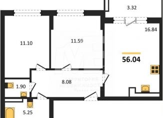 Продам 2-ком. квартиру, 56 м2, Калининград, Батальная улица, 65Б, Московский район