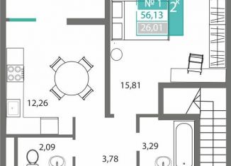 Продам 2-комнатную квартиру, 56.1 м2, Симферополь