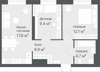 Продаю двухкомнатную квартиру, 52.9 м2, Тюмень