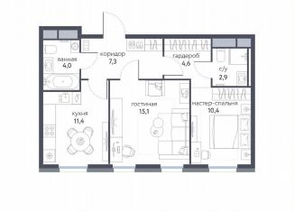 Продам 2-ком. квартиру, 55.7 м2, Москва, ЖК Сиреневый парк