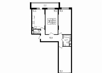 3-ком. квартира на продажу, 89.9 м2, деревня Пирогово, улица Ильинского, 8к2