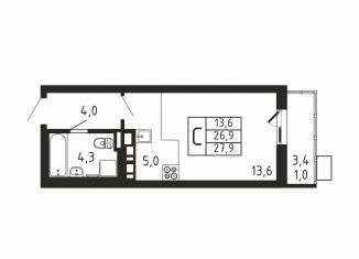 Продаю квартиру студию, 27.9 м2, деревня Пирогово, ЖК Пироговская Ривьера