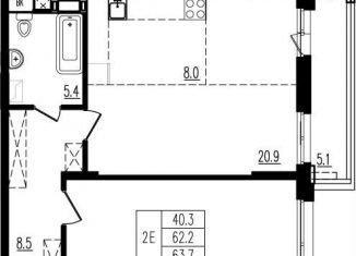 Продается 1-ком. квартира, 64 м2, деревня Пирогово, улица Ильинского, 8, ЖК Пироговская Ривьера