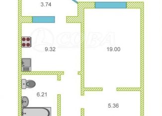 1-комнатная квартира на продажу, 43.2 м2, Тюмень, улица Дмитрия Менделеева, 12к1, ЖК На Менделеева