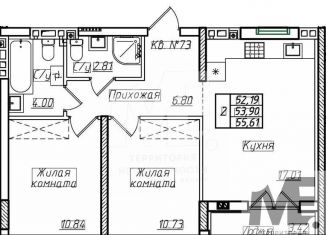 Продается 2-ком. квартира, 53.9 м2, Пионерский