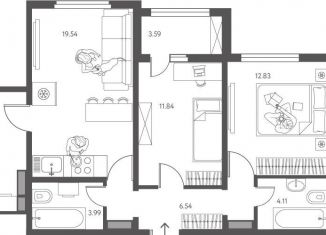 Продажа 2-комнатной квартиры, 69.9 м2, Липецк, улица Перова, 2Д