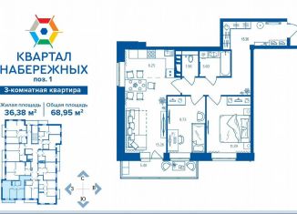 3-комнатная квартира на продажу, 69 м2, Брянская область