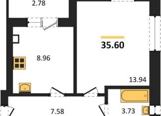 Продам однокомнатную квартиру, 35.6 м2, Калининград, Московский район